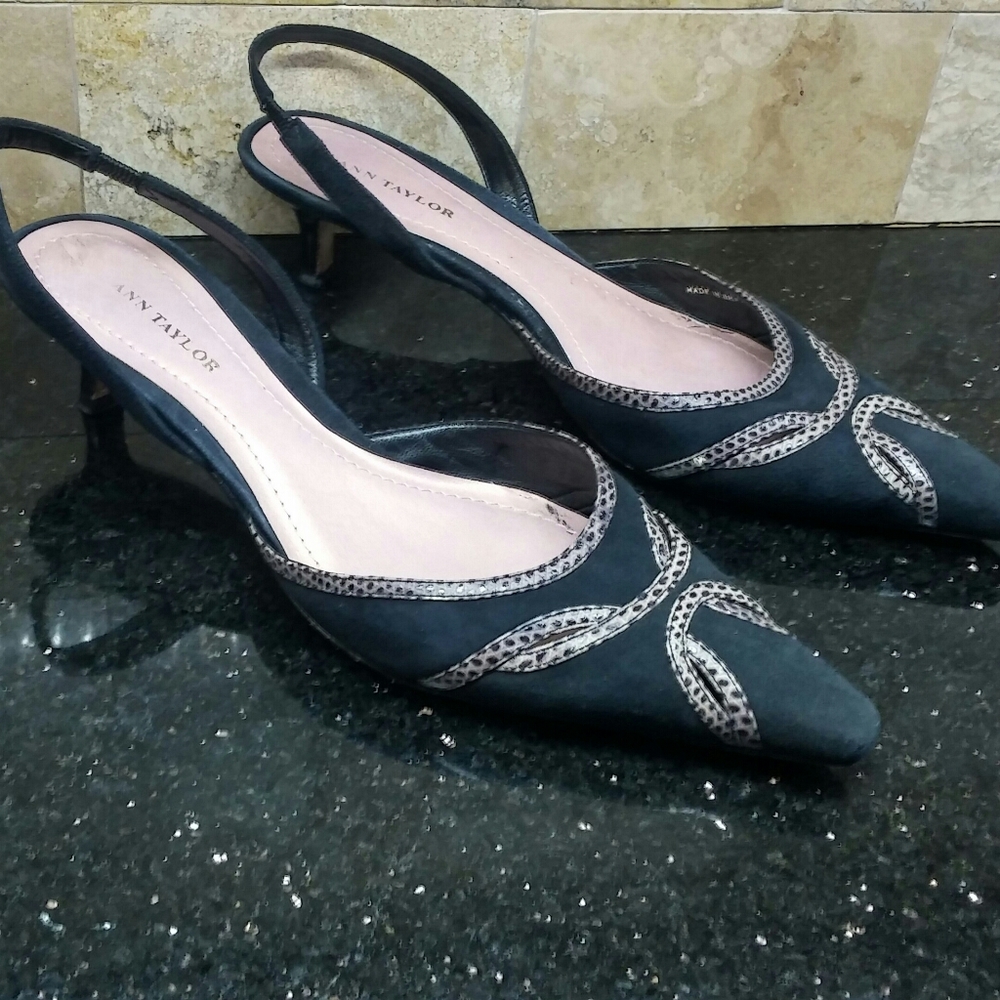 Suede & Real python snake print trim detail heels